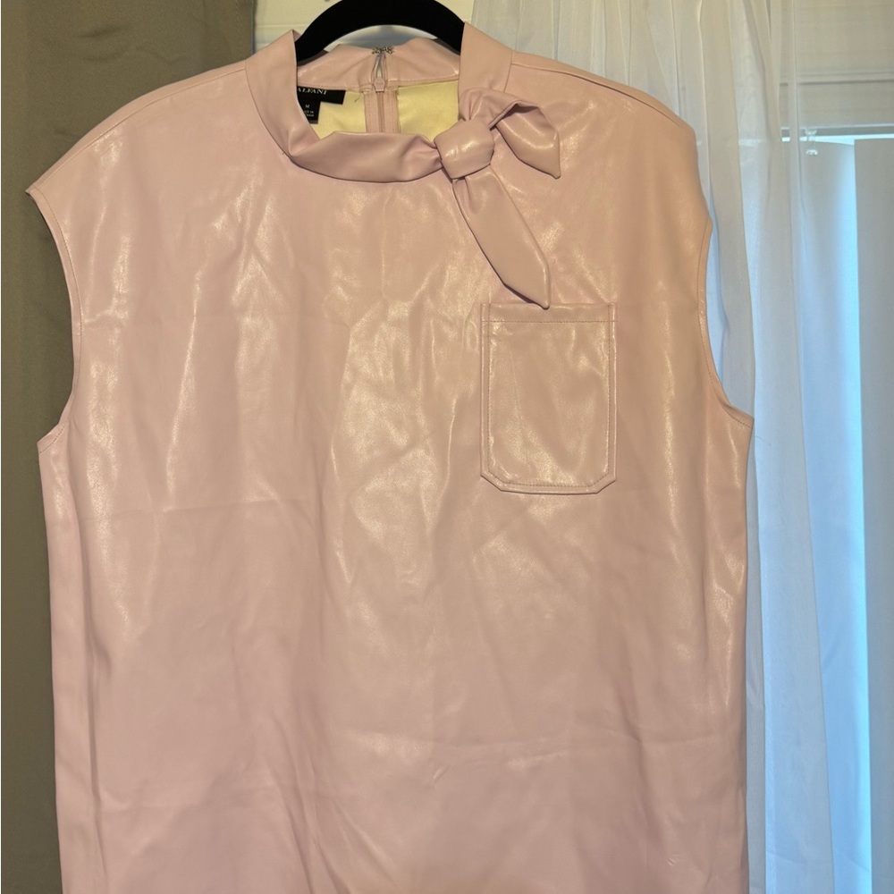 Alfani Pink Sleeveless Blouse with Bow Detail